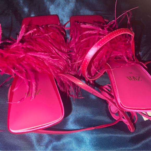 Brand new Zara fuchsia feather heels - Picture 6 of 7